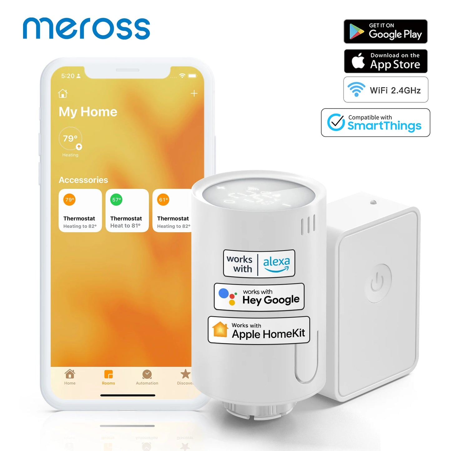 Meross Smart Radiator Thermostat for Siri, Alexa, Google Assistant