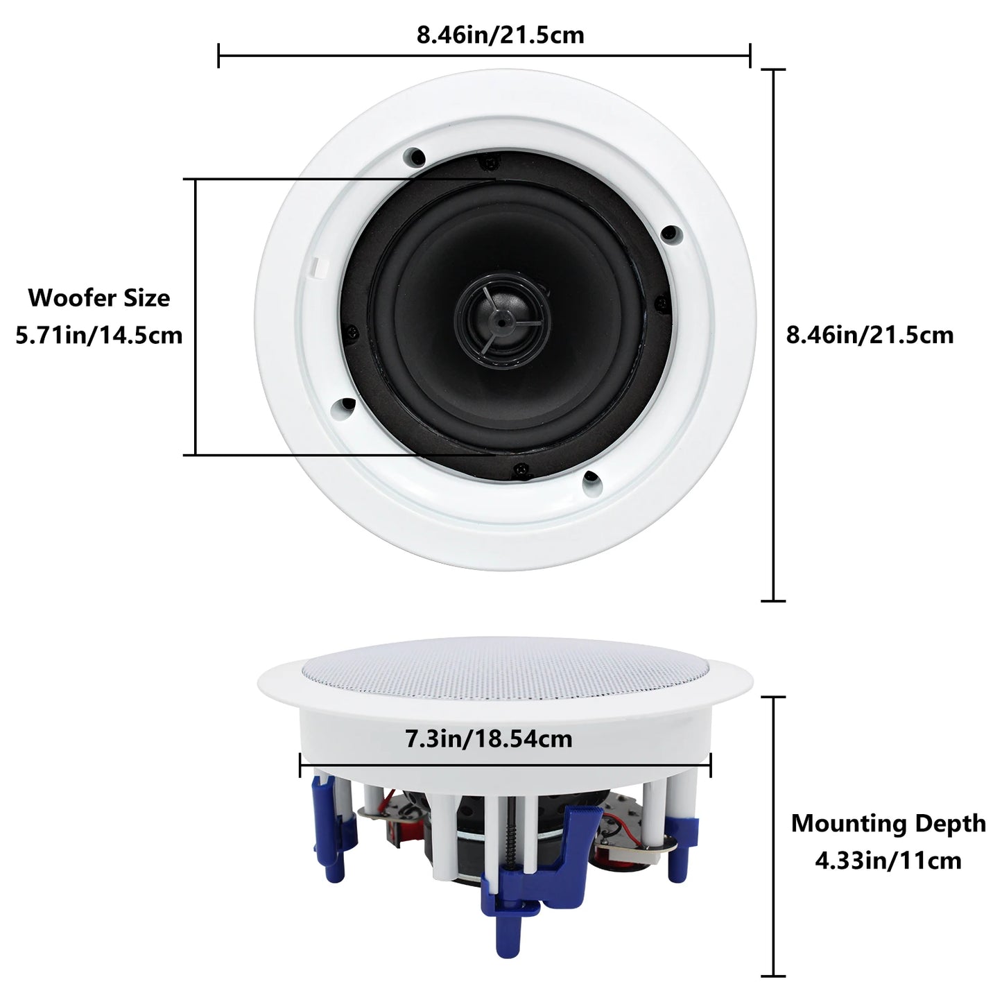 2x Herdio 5.25Inch 300W Waterproof Bluetooth Ceiling Wall Speakers