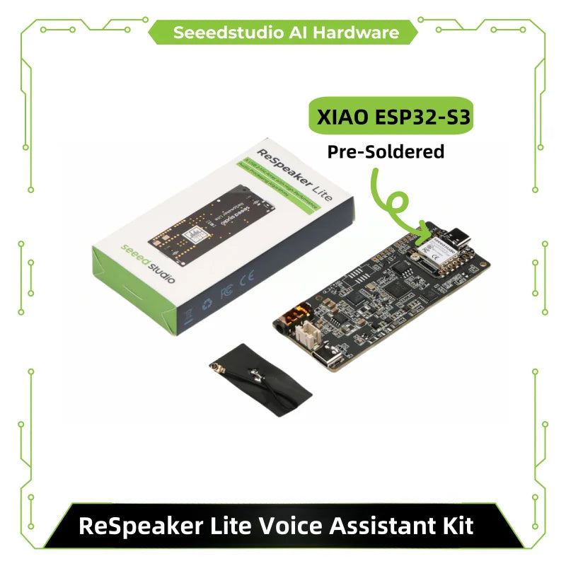 ReSpeaker Lite Voice Assistant Kit, ESPHome Assistant, 2 Mic Array with XIAO ESP32S3 pre-soldered, Mono Enclosed Speaker