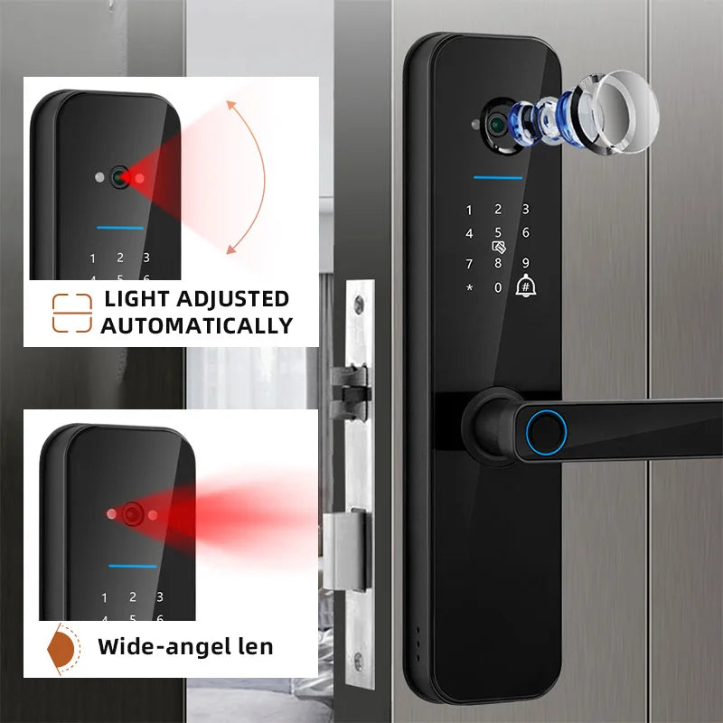 Smart Door Lock With Biometric Camera Fingerprint Smart Card Password