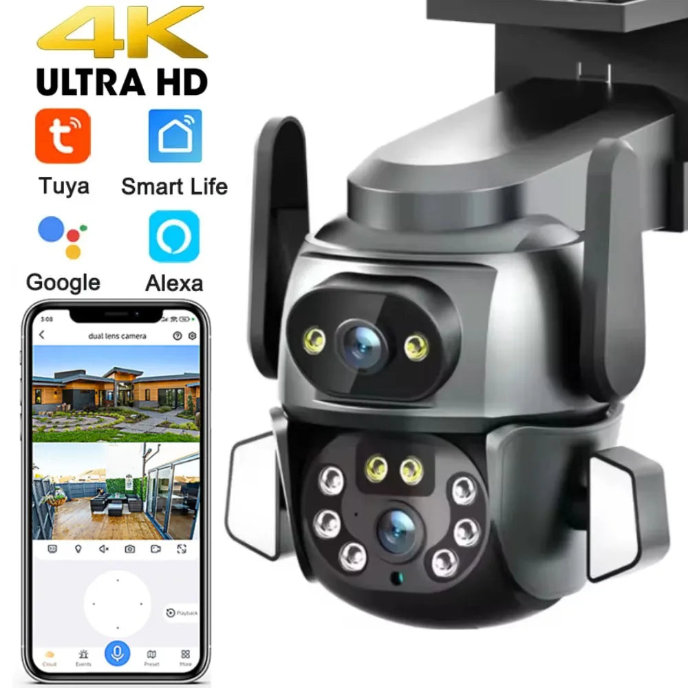 IP66 TUYA  8MP PTZ Dual Screen 8MM CCTV Camera