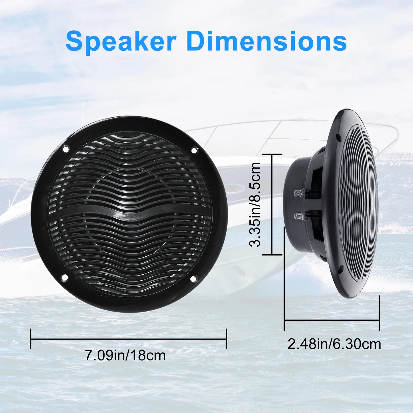 2x Herdio 6.5'' 120W  Waterproof Speakers Waterproof