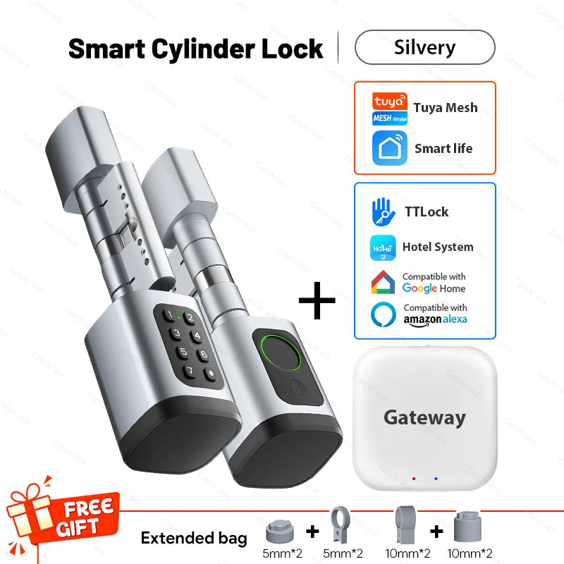 TUYA  Fingerprint Password Digital RFID Card Cylinder Smart Door