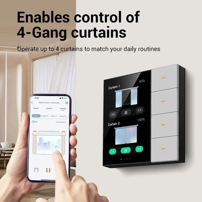 3.5 Inch Smart Wall Switch Touch Screen 4 Groups Switch 8-way