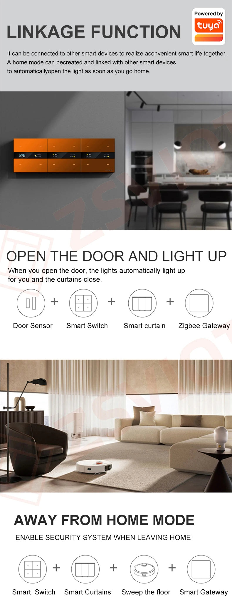 Smart Touch Wall Switch With Weather And Time 4 Gang