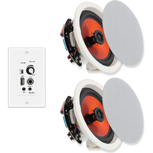 2x Herdio 6.5'' 320 Watts Ceiling Speakers with Bluetooth Wall Amplifier