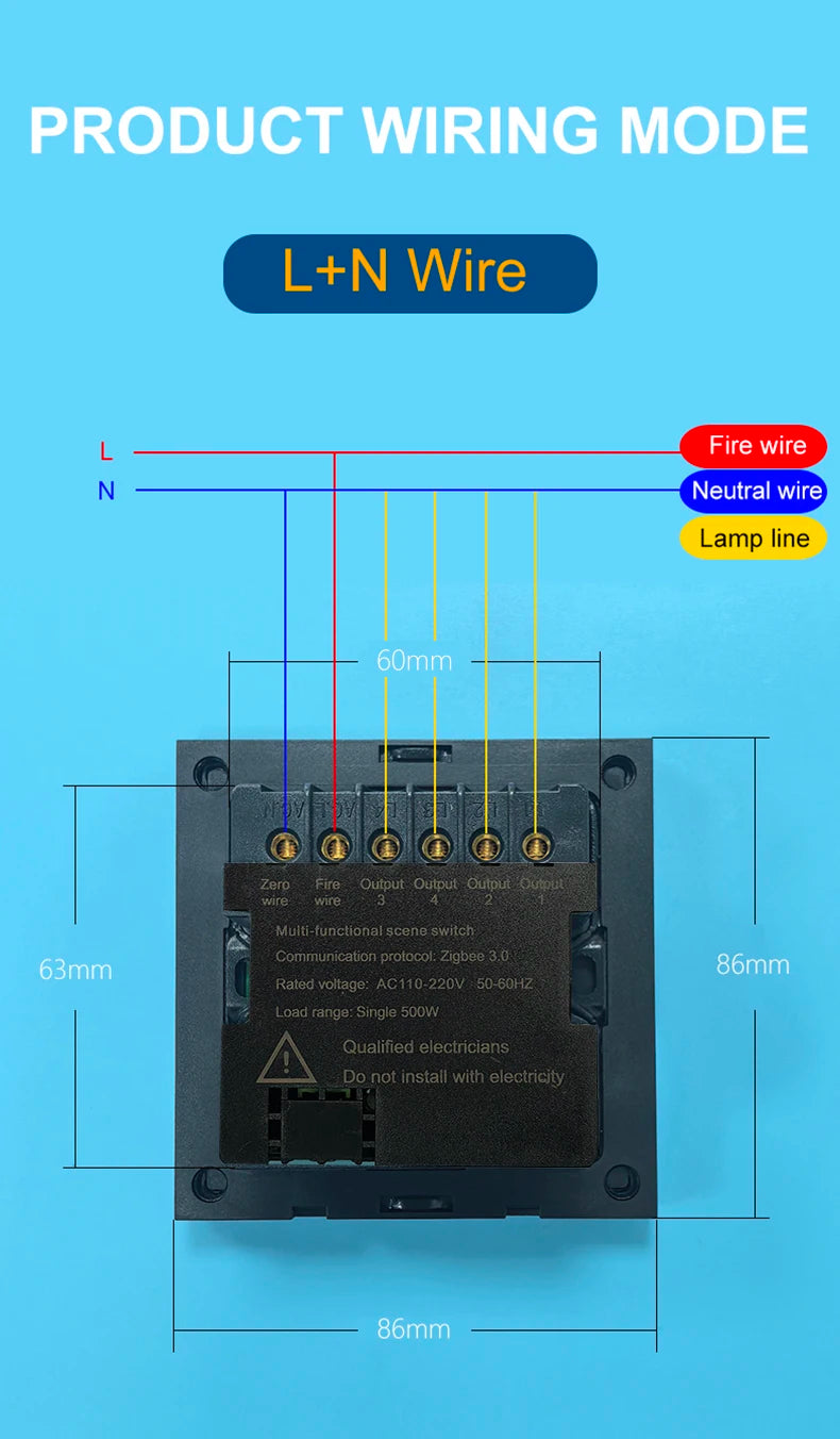 3.5 Inch Smart Wall Switch Touch Screen 4 Groups Switch 8-way