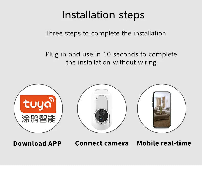 Tuya Wall Plug In Camera Wifi 360° LED Lamp  IP Cameras