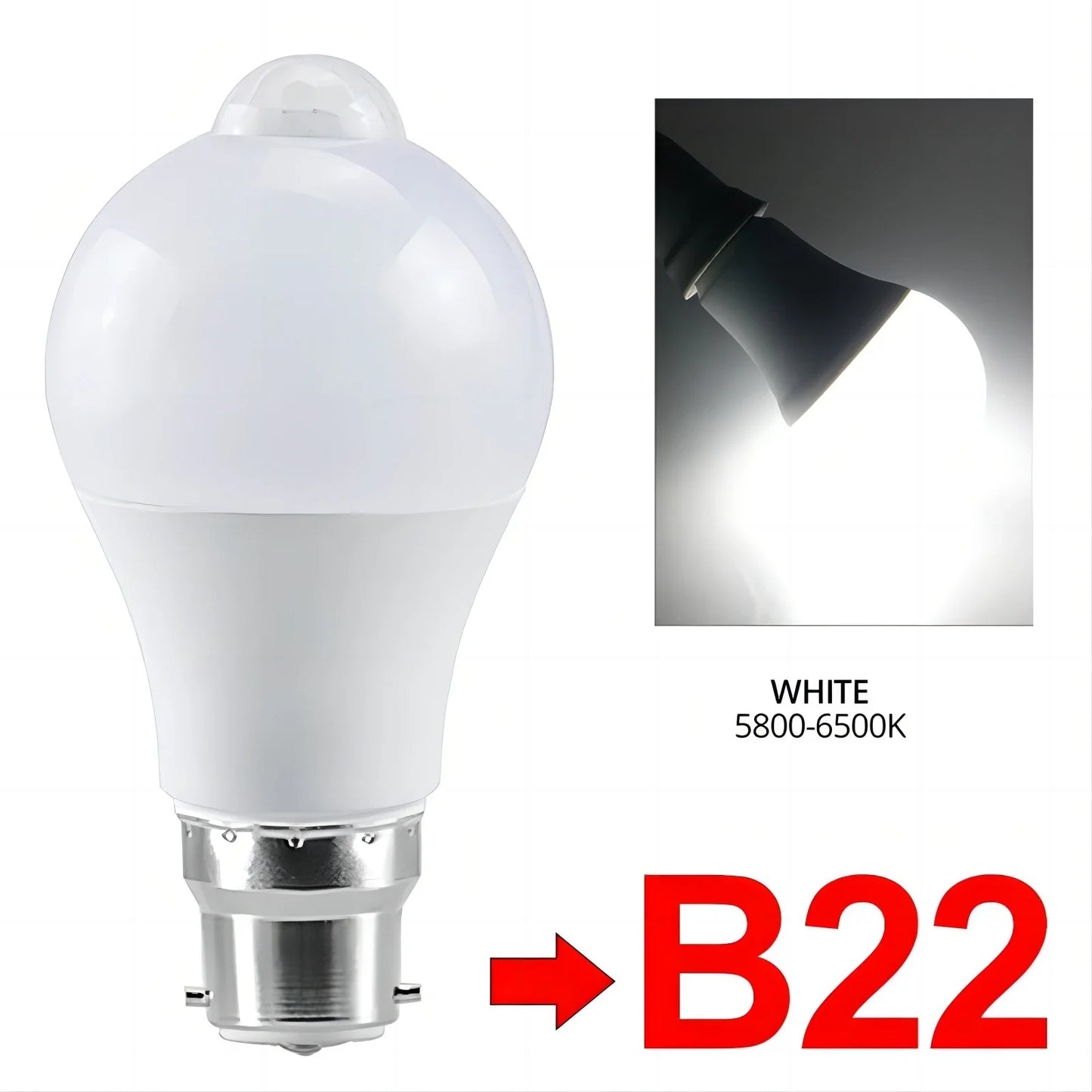 Motion Sensor E27 White Bulb