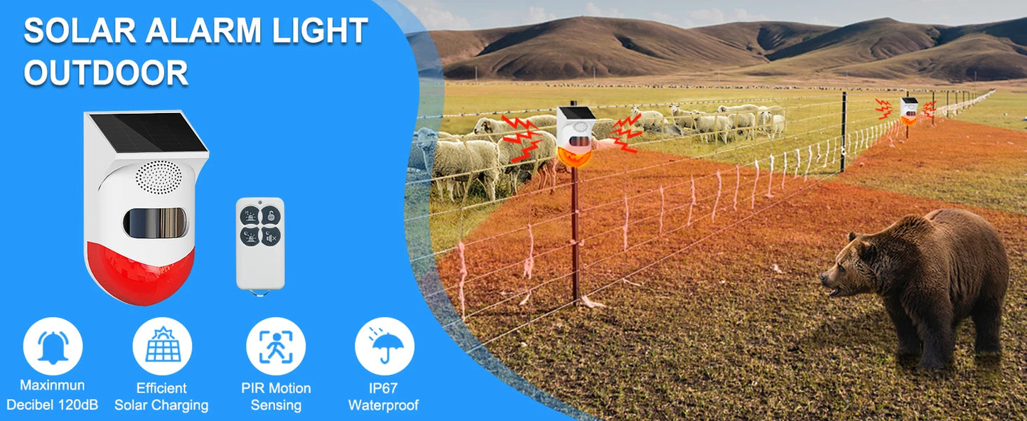 IP65 Outdoor Solar Security Alarm Infrared Detector Bear Deterent