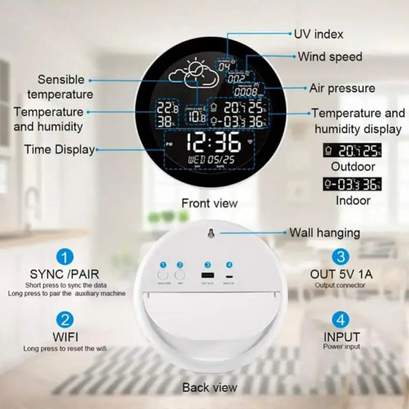 Smart LCD Digital Clock Temperature Humidity Meter Indoor Outdoor