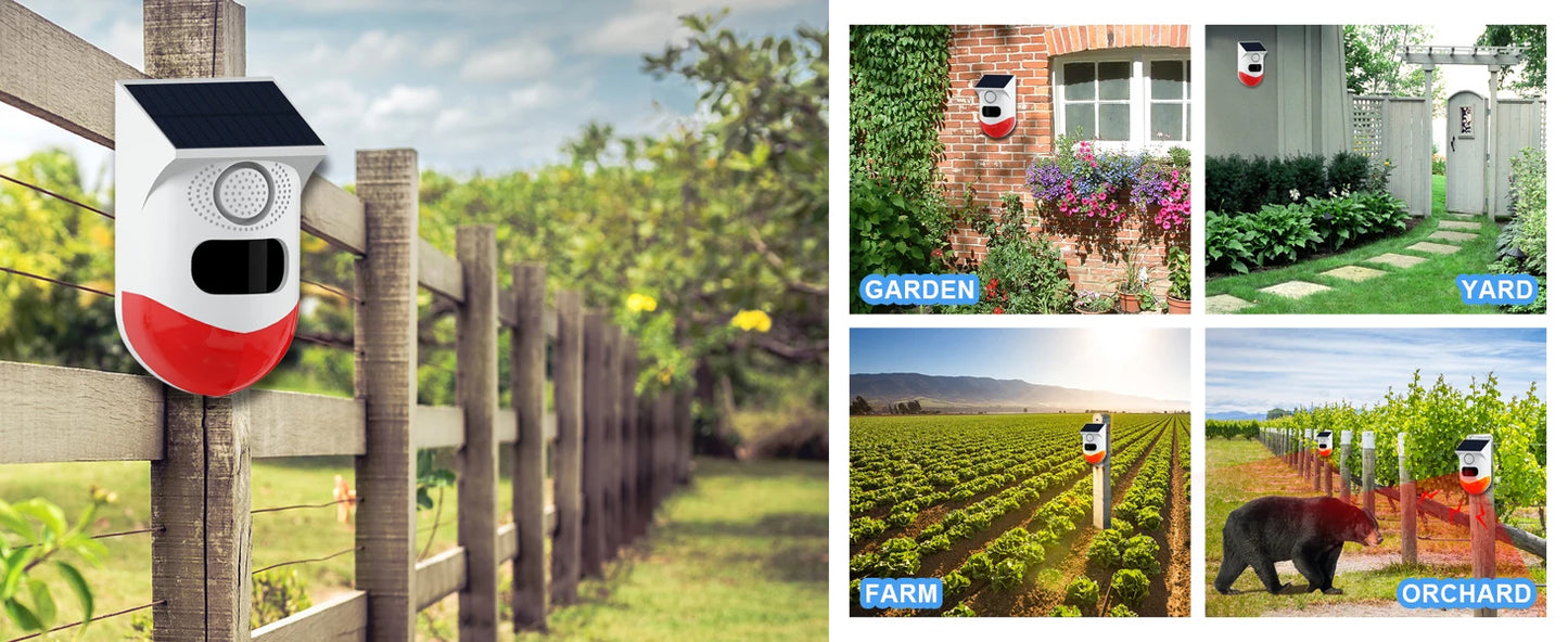 IP65 Outdoor Solar Security Alarm Infrared Detector Bear Deterent
