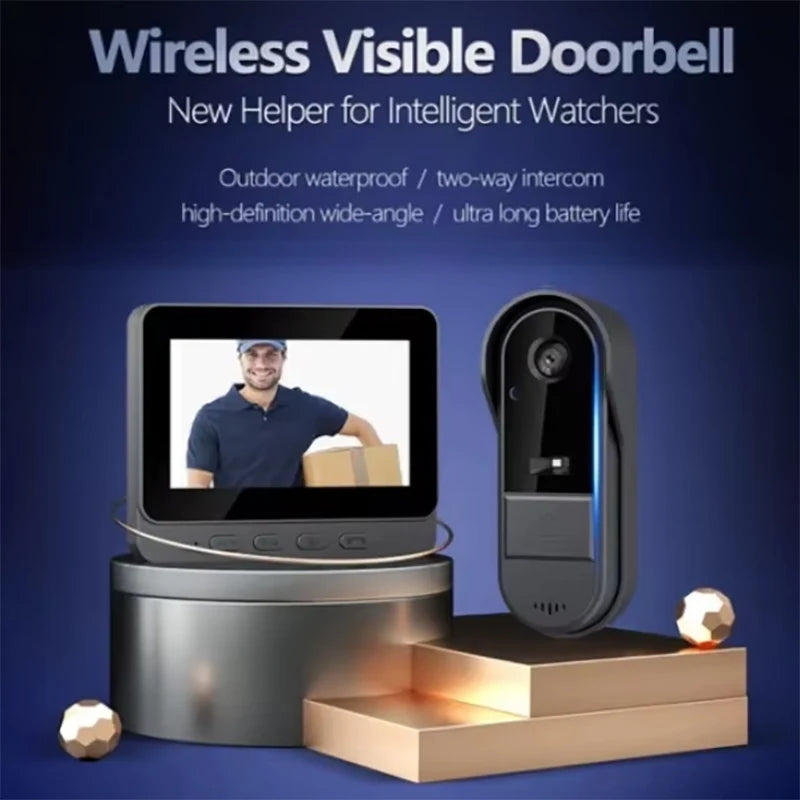 Smart Wireless Intercom Doorbell With 4.3in lPs Screen