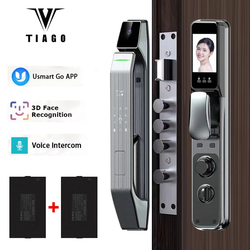 WIFI APP 3D Face Recognition Smart Lock With  Fingerprint Biometric  And Card Key