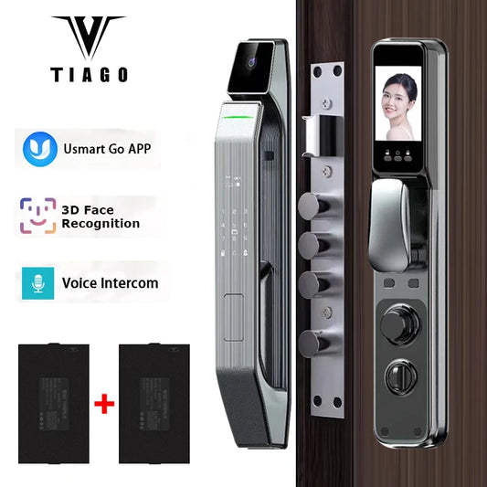 WIFI APP 3D Face Recognition Smart Lock With  Fingerprint Biometric  And Card Key