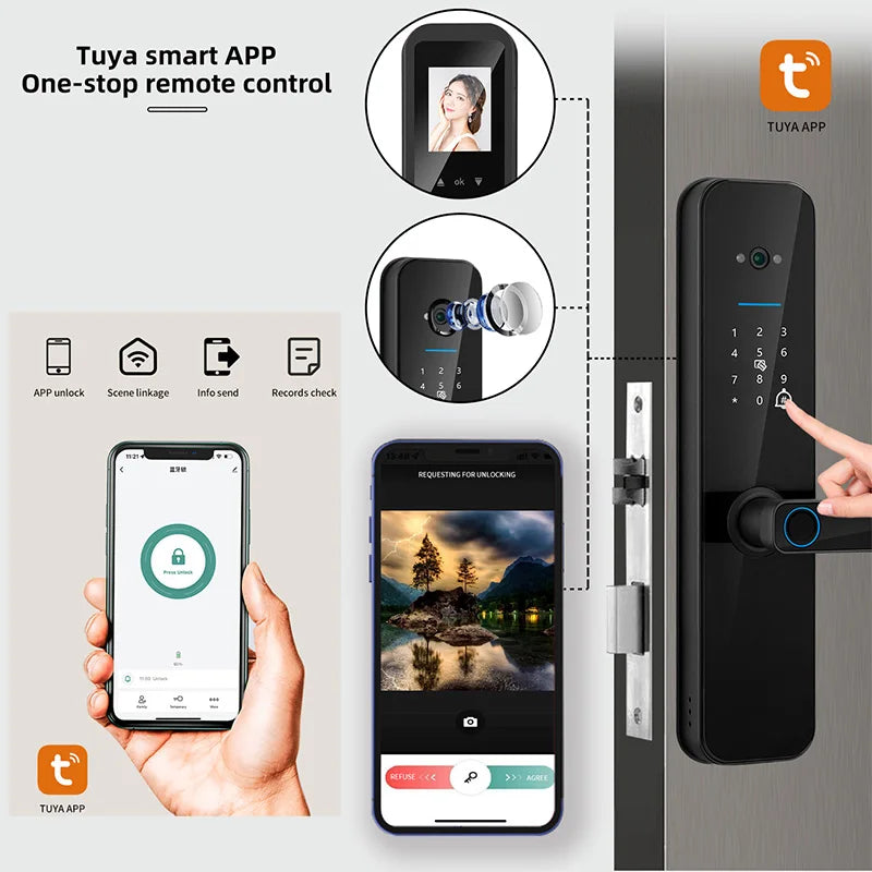 Smart Door Lock With Biometric Camera Fingerprint Smart Card Password