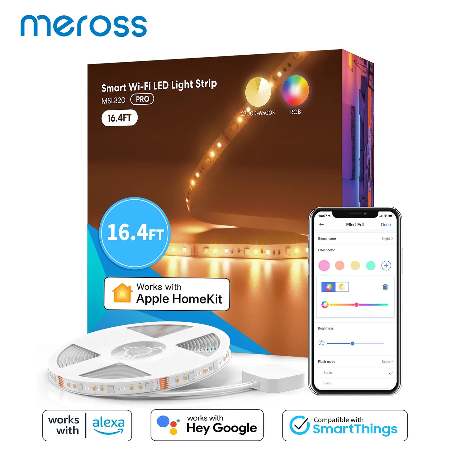 Meross  Smart 5 meters Light Strip  for HomeKit Alexa Google Assistant SmartThings