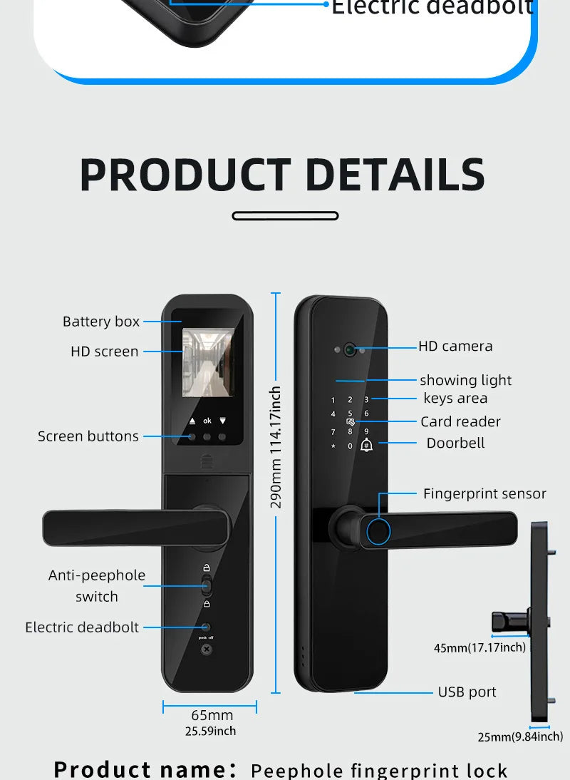 Smart Door Lock With Biometric Camera Fingerprint Smart Card Password