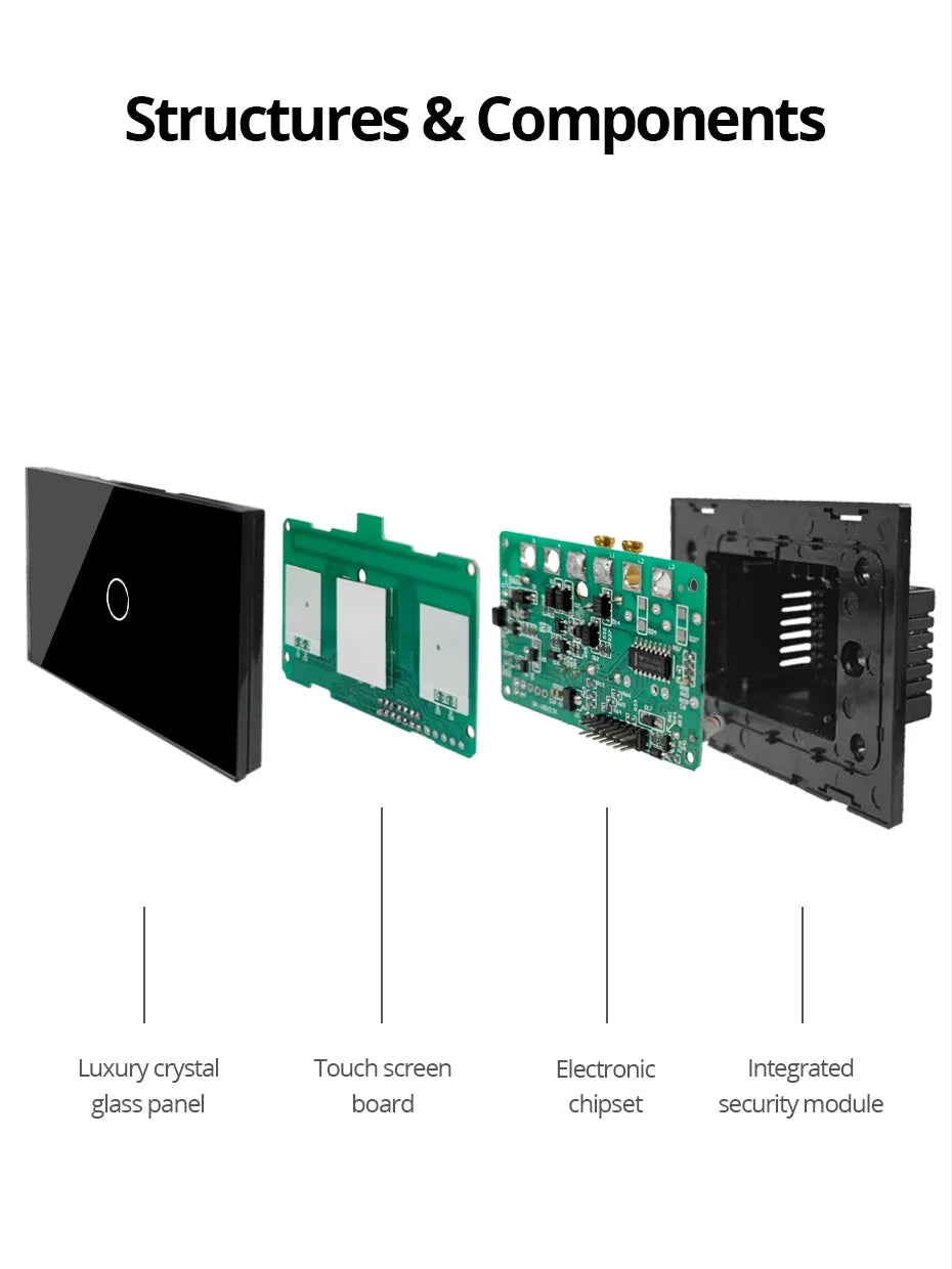 1 2 3 Gang,  2 3 Way Wall Touch Switch