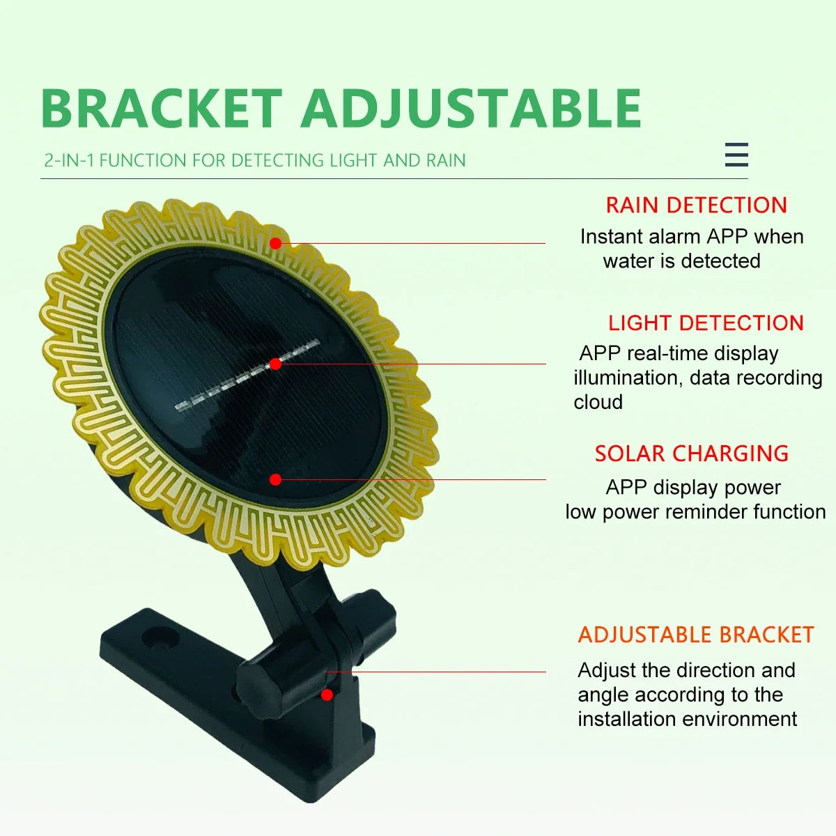 Smart Rain Sensor With Light Detector Solar Operated IP66
