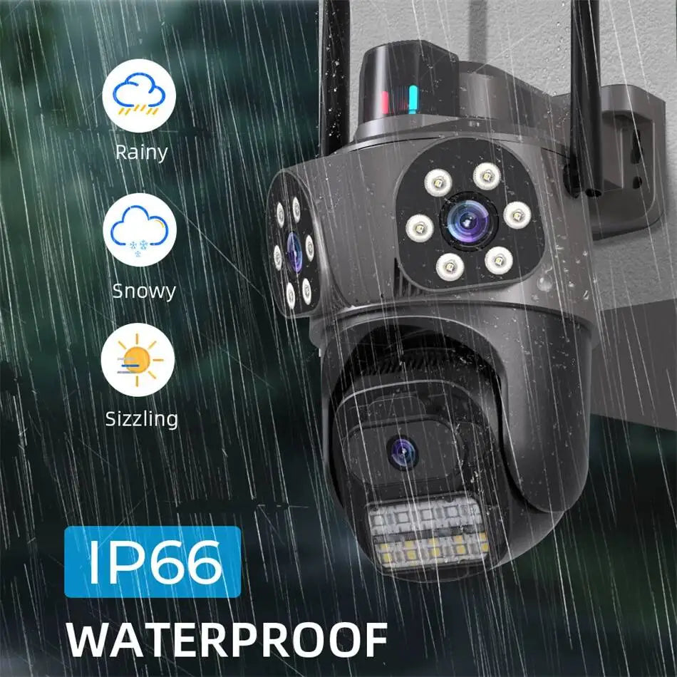 IP66 WiFi IP Camera Outdoor 3 in 1 PTZ Waterproof With Warning Light