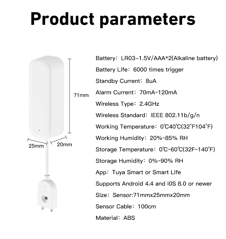 Smart Water Leakage Sensor Alarm Level/Flood Detector