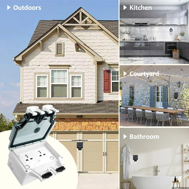 IP66 Universal Outdoor Waterproof Wall Socket