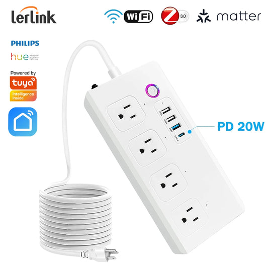 WiFi/Zigbee/Matter Power Strip US with USB C Fast Charging Surge Protector & 1.5M Extension Cord
