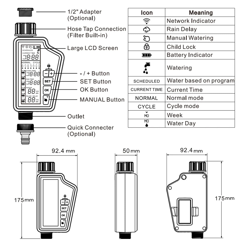 Smart Automatic Irrigation Controller 3/4"