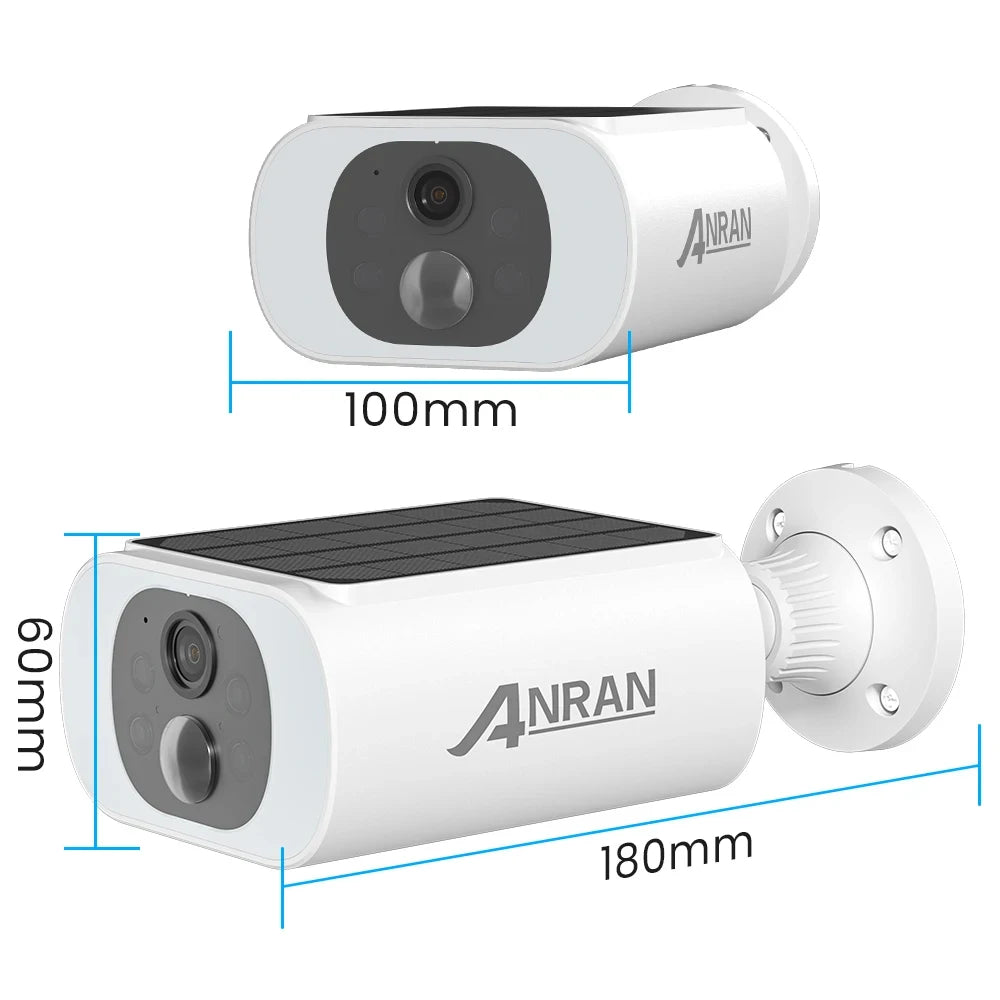 ANRAN IP65 2K Wireless Solar Camera Outdoor Surveillance With  Integrated Battery
