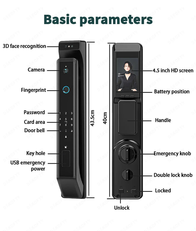 Smart Digital Electronic Door Lock With  Password Camera And Video Call