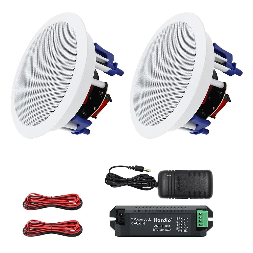 2x Herdio 5.25Inch 300W Waterproof Bluetooth Ceiling Wall Speakers