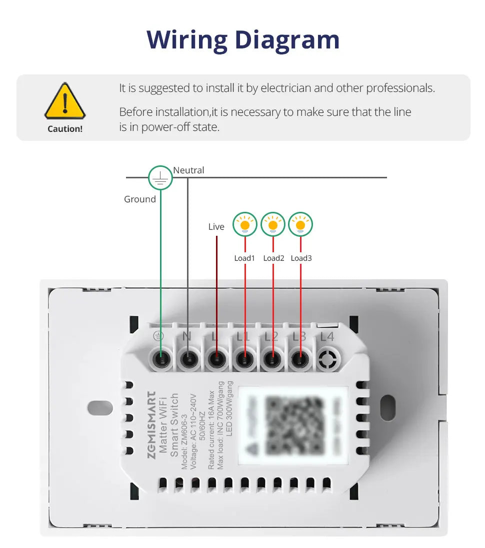 Matter Smart Wall Light Switch 1-6 Gangs