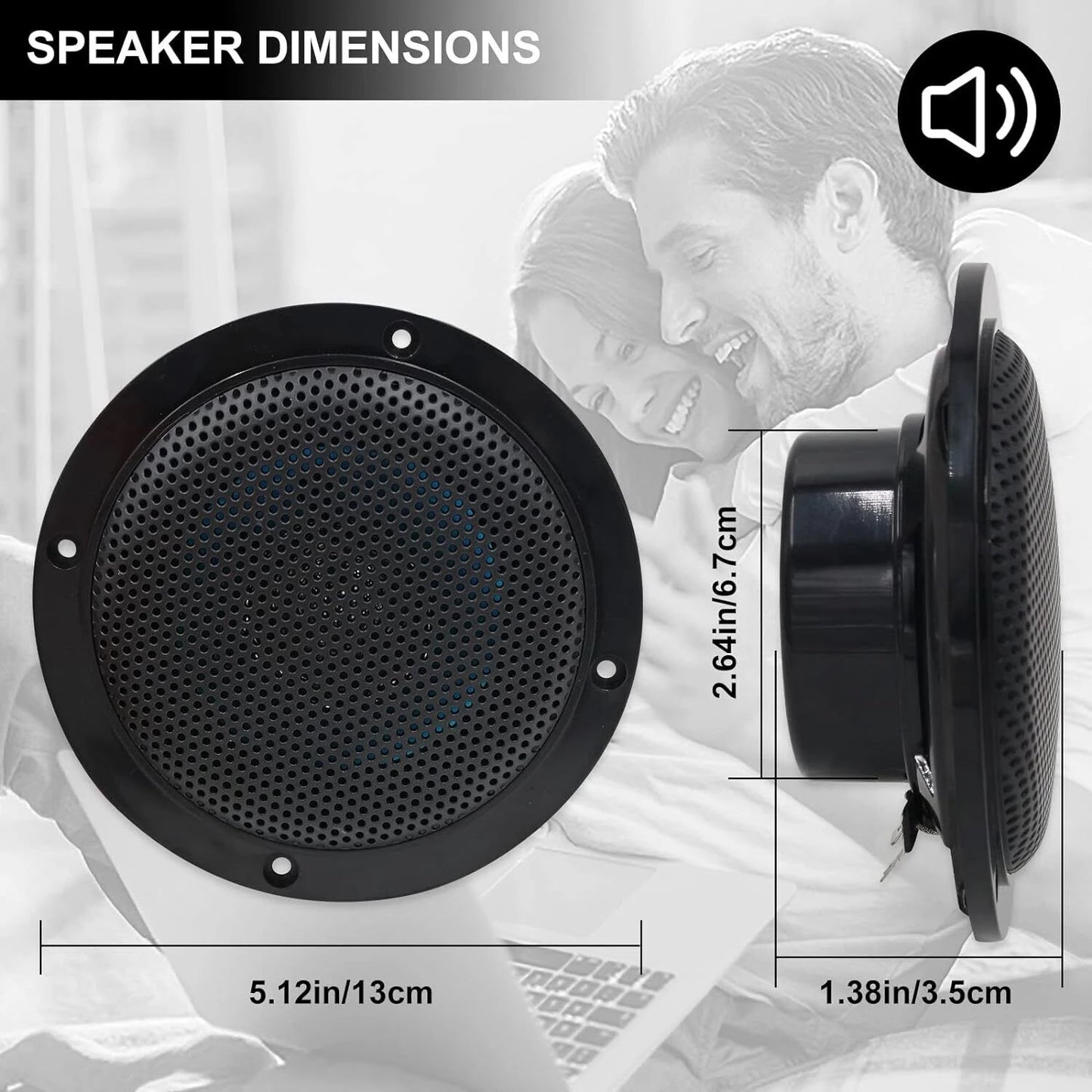 4x Herdio  4'' 320W  Waterproof Ceiling Speakers For Bathroom