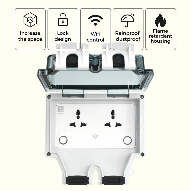 IP66 Universal Outdoor Waterproof Wall Socket