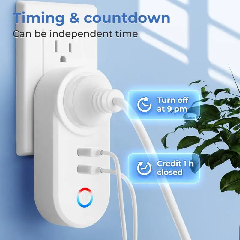 16A Tuya Matter WiFi Smart Plug With 2 USB Charger