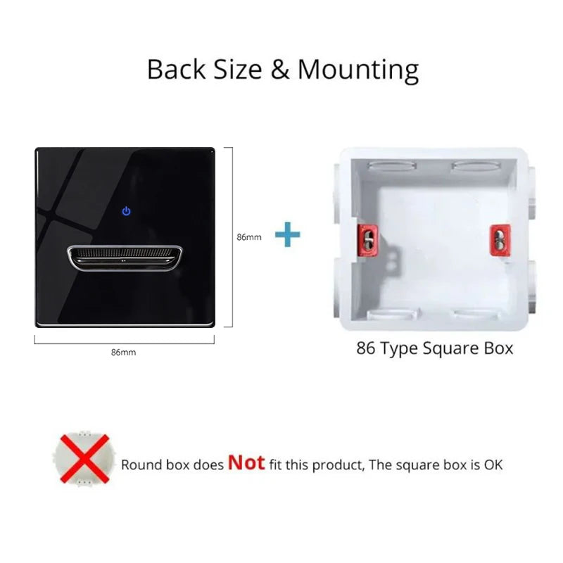 Tempered Glass Wall Switch Panel 1-4 gangs