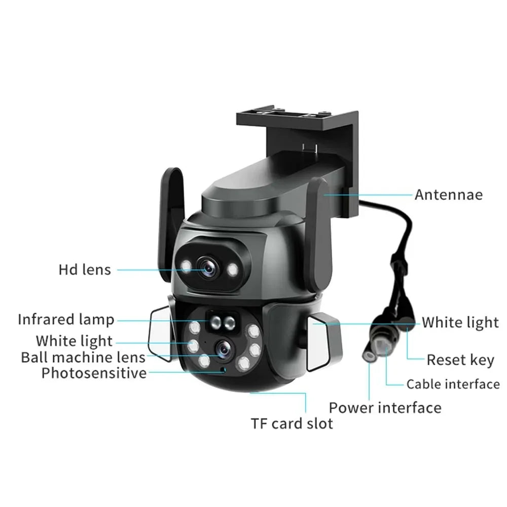 IP66 TUYA  8MP PTZ Dual Screen 8MM CCTV Camera