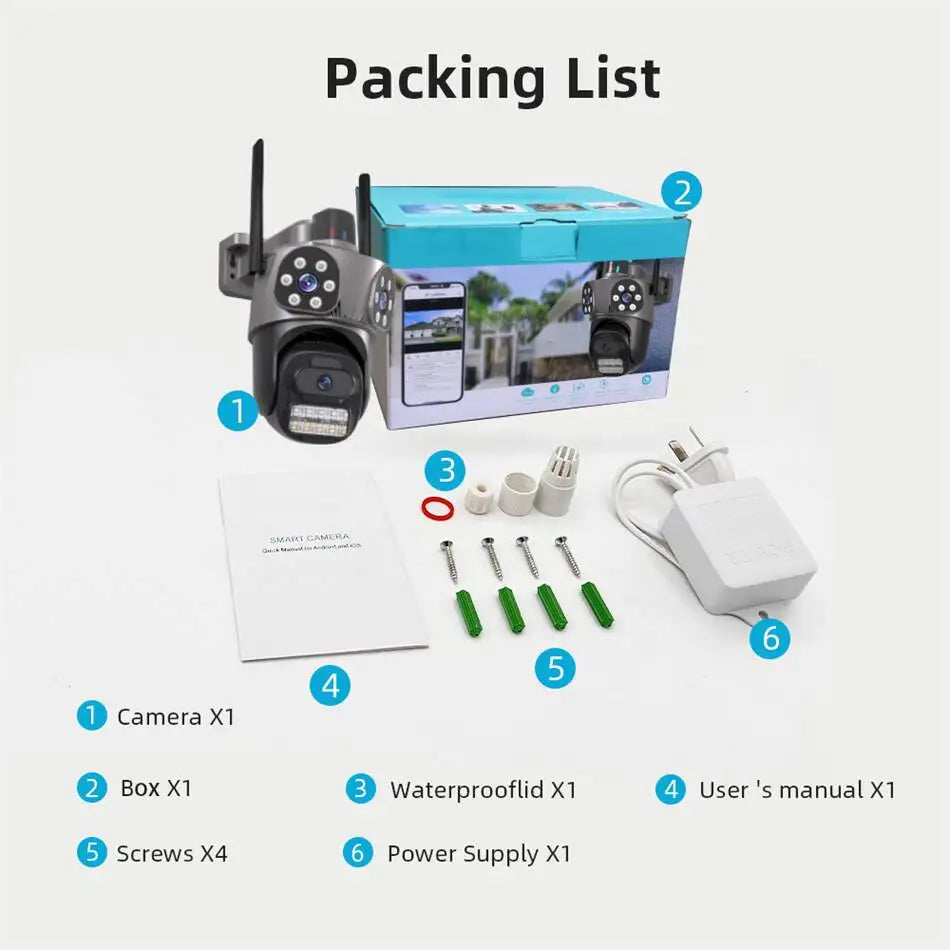 IP66 WiFi IP Camera Outdoor 3 in 1 PTZ Waterproof With Warning Light