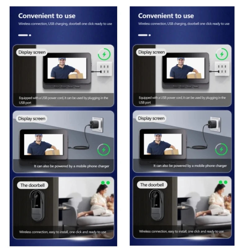 Smart Wireless Intercom Doorbell With 4.3in lPs Screen