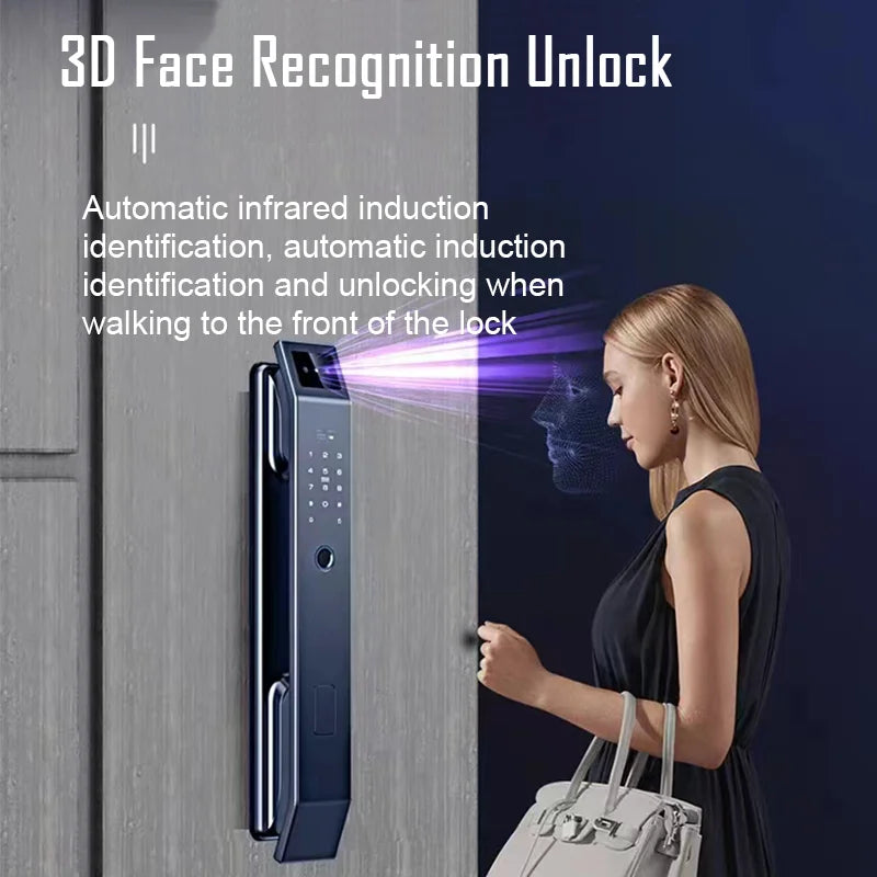 3D Face Recognition Digital Door Lock With Camera FIngerprint And Password