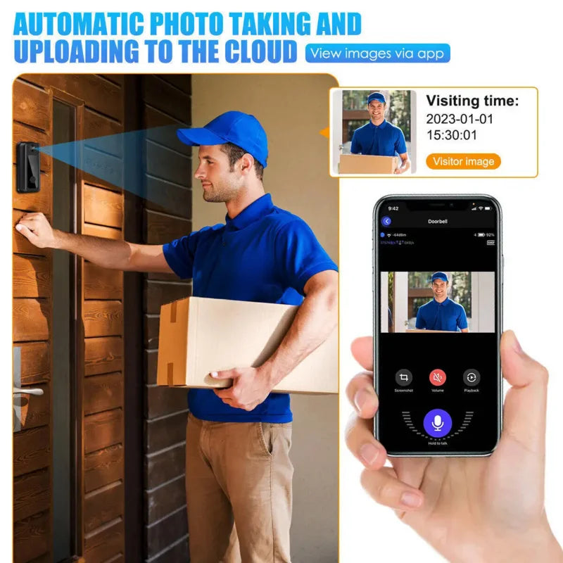 Smart Wireless Video Doorbell With  Intercom