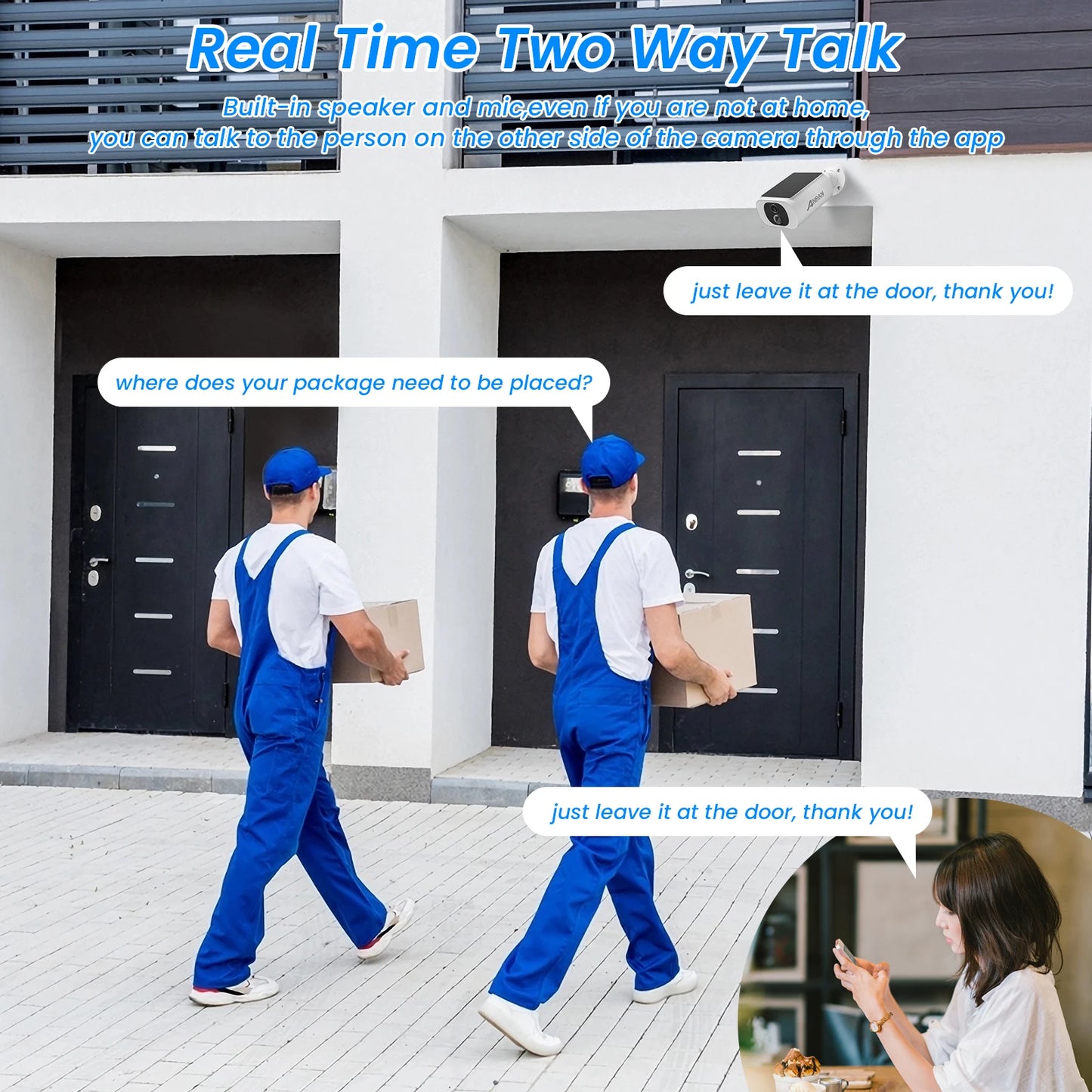 ANRAN IP65 2K Wireless Solar Camera Outdoor Surveillance With  Integrated Battery