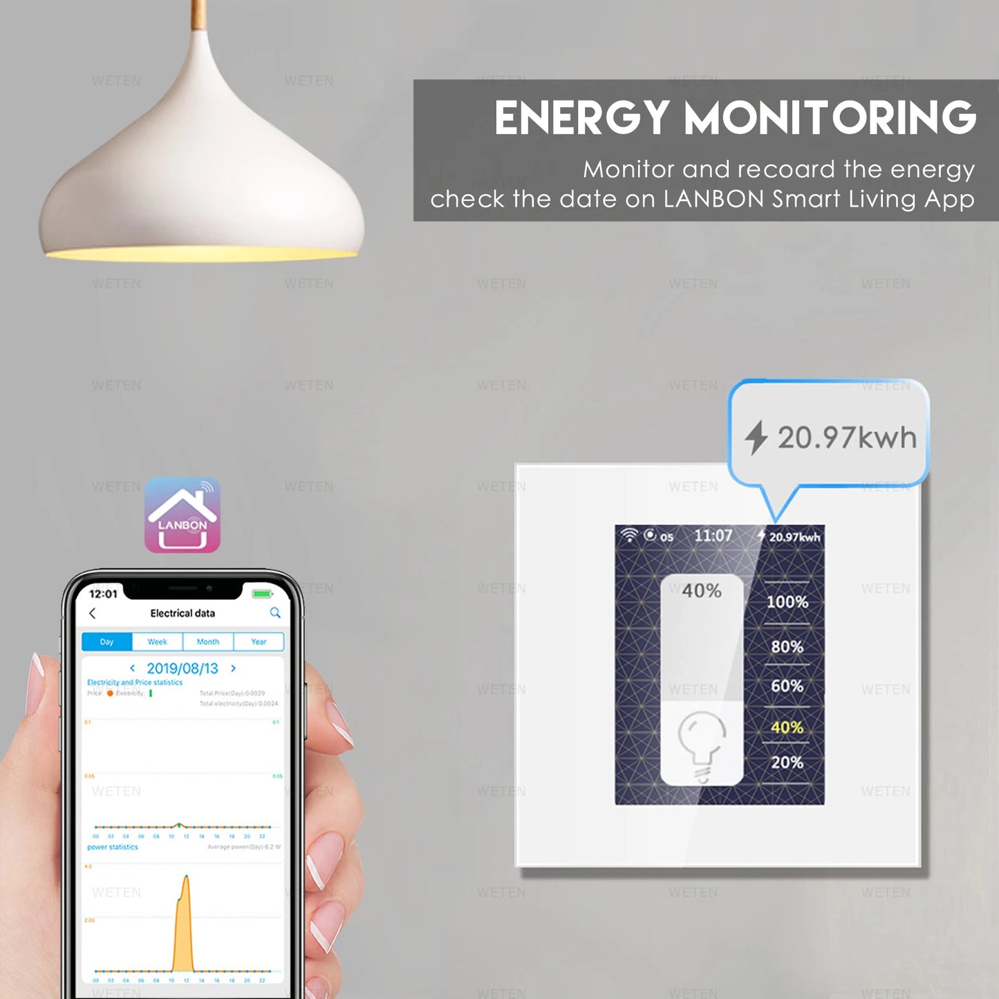 220v Dimmer  LCD Touch Panel  Support Alexa Google & Apple Home (black and white option)