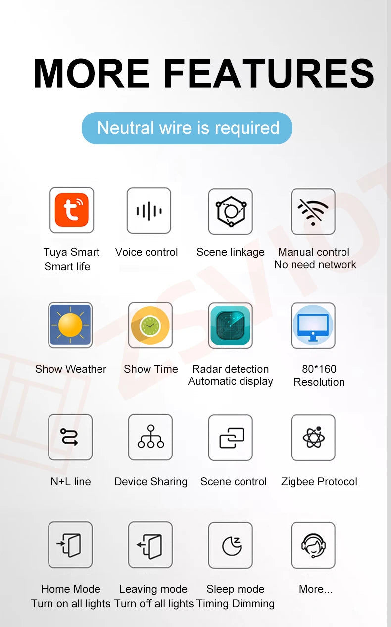 Smart Touch Wall Switch With Weather And Time 4 Gang