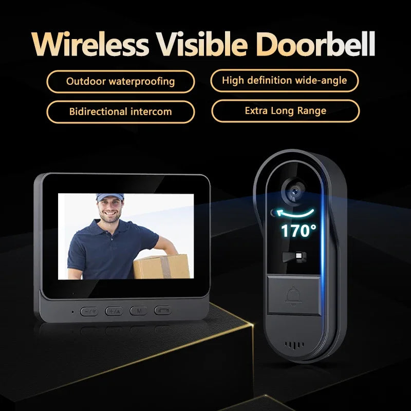 Smart Wireless Intercom Doorbell With 4.3in lPs Screen