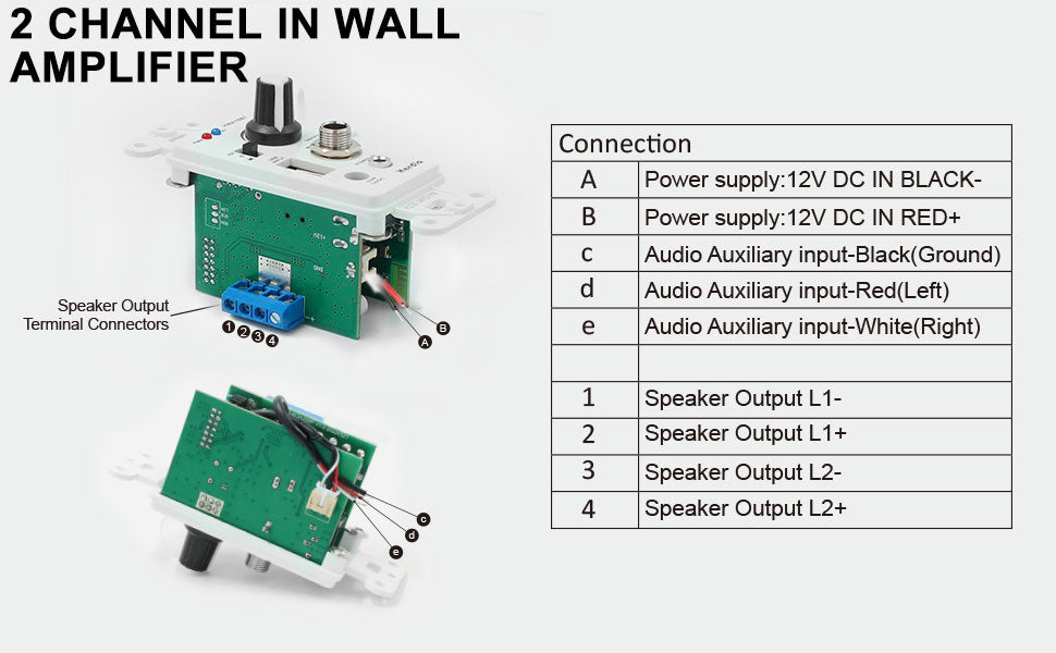 2x Herdio 6.5'' 320 Watts Ceiling Speakers with Bluetooth Wall Amplifier