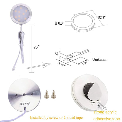 Under Cabinet Dimmable Pucks, Full Kit