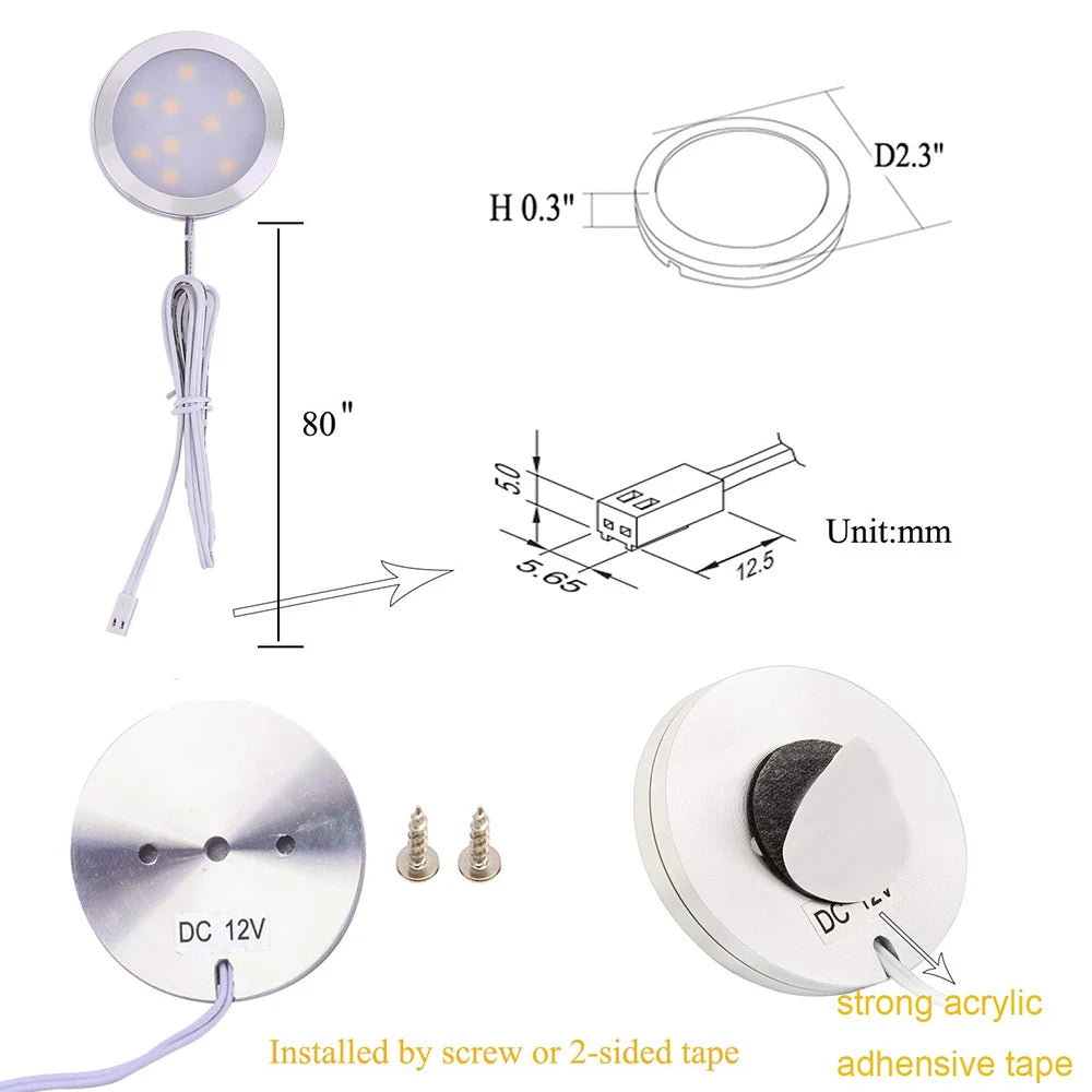 Under Cabinet Dimmable Pucks, Full Kit