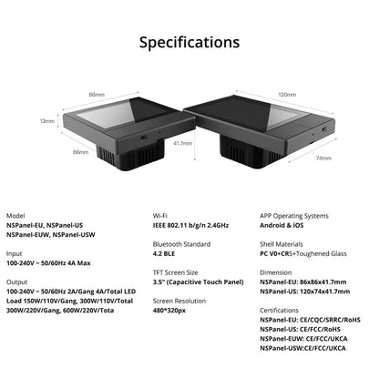 Panneau intelligent SONOFF avec interrupteurs